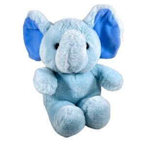 Vtg RUSS BERRIE Plush Blue Elephant Rattle Babies 6 inch Stuffed Animal Korea